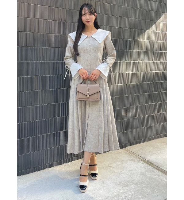 dazzlin「【POLO BCS コラボ】ビッグカラーサイドプリーツワンピース」|ワンピース|