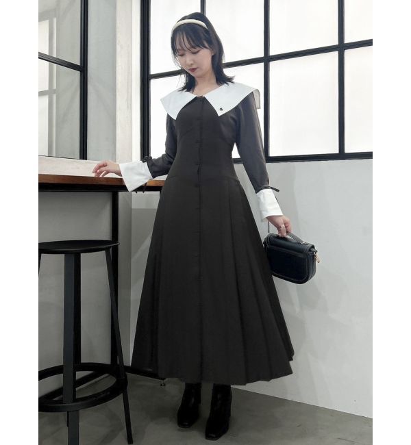 dazzlin「【POLO BCS コラボ】ビッグカラーサイドプリーツワンピース」|ワンピース|