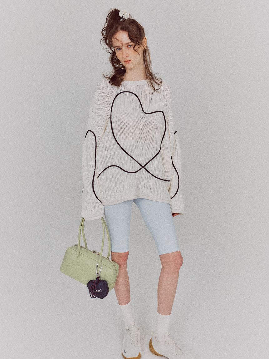 emmi atelier「【HEART】 プリントハートチャーム付きエコバッグ」|エコバッグ|