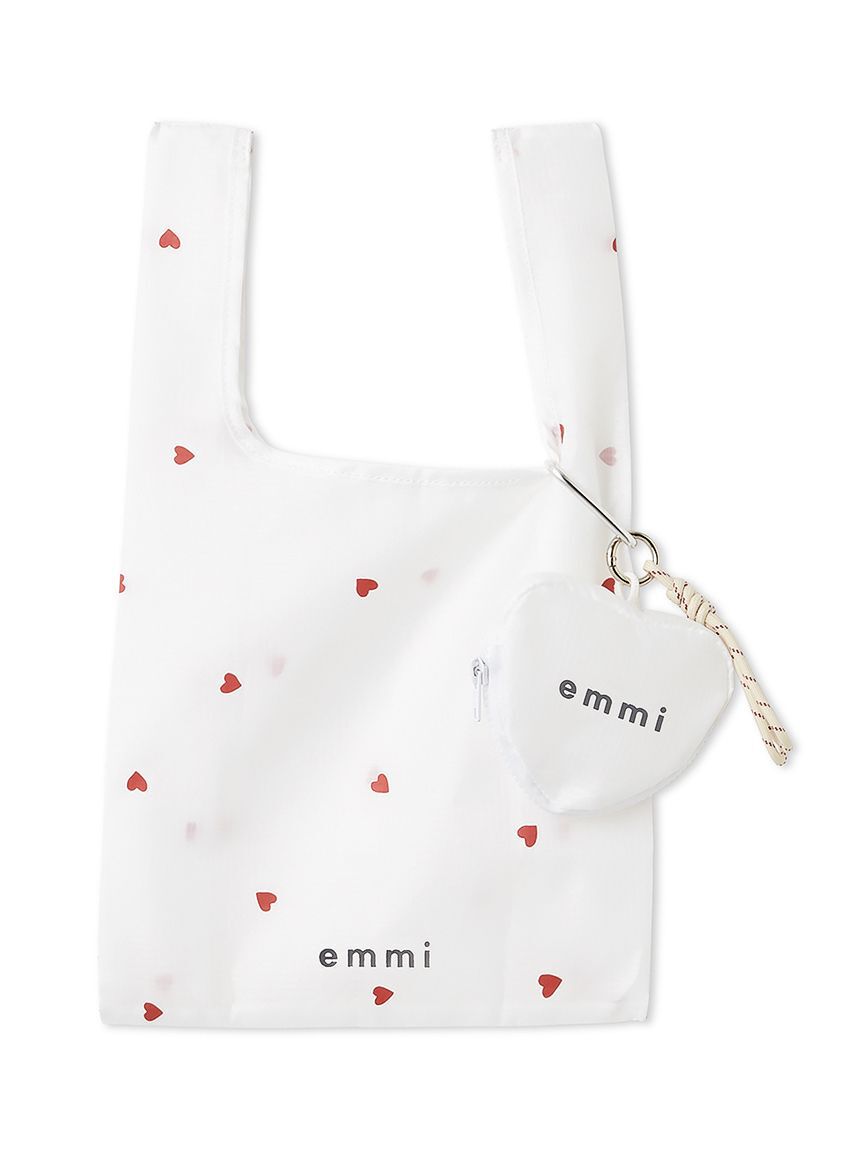 emmi atelier「【HEART】 プリントハートチャーム付きエコバッグ」|エコバッグ|