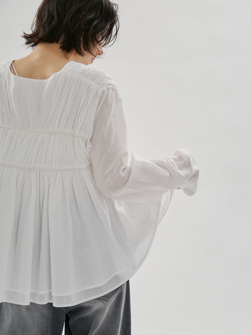 emmi atelier「コットンギャザーブラウス【アンサンブル対応】」|シャツ・ブラウス|