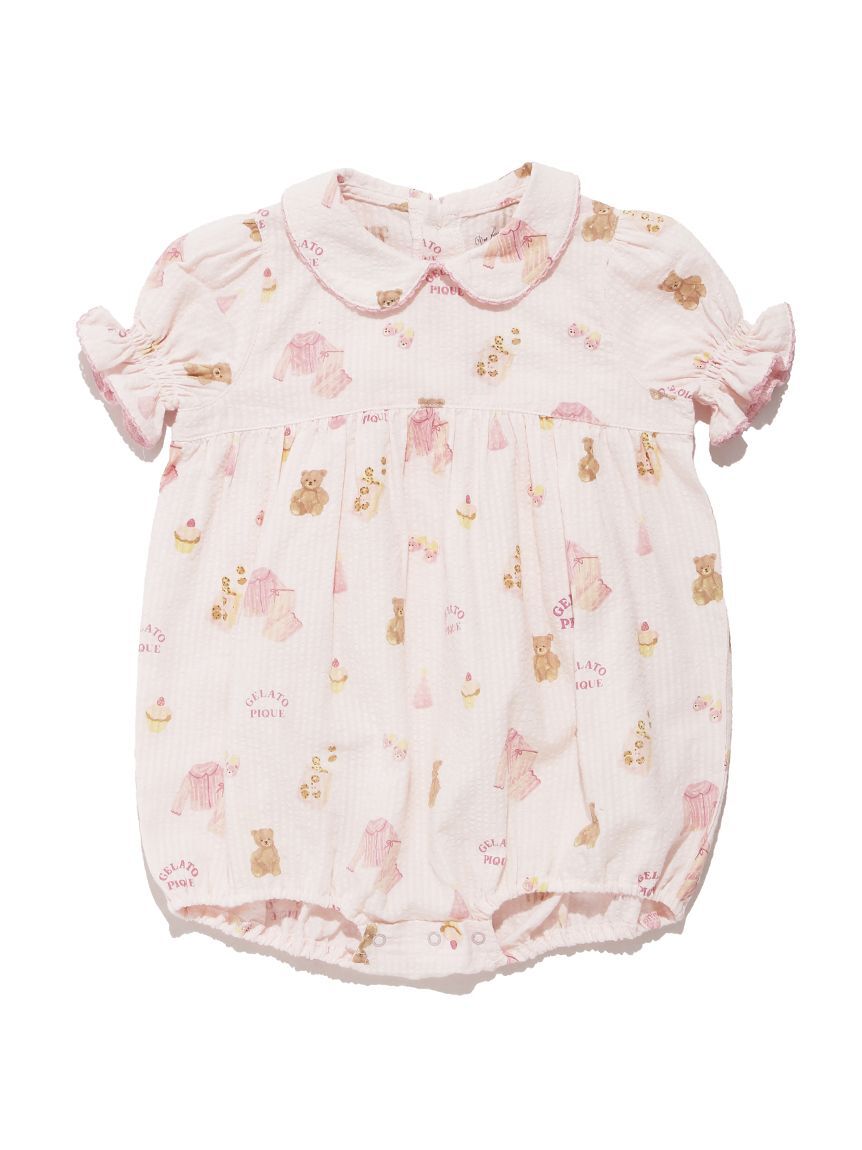 GELATO PIQUE KIDS & BABY「【BABY】パジャマパーティー柄シャーリングロンパース」|ロンパース|