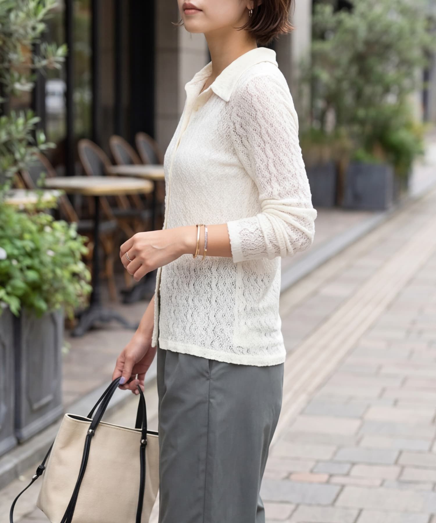 STYLE DELI「レーシィーカットソー襟付きトップス」|シャツ・ブラウス|