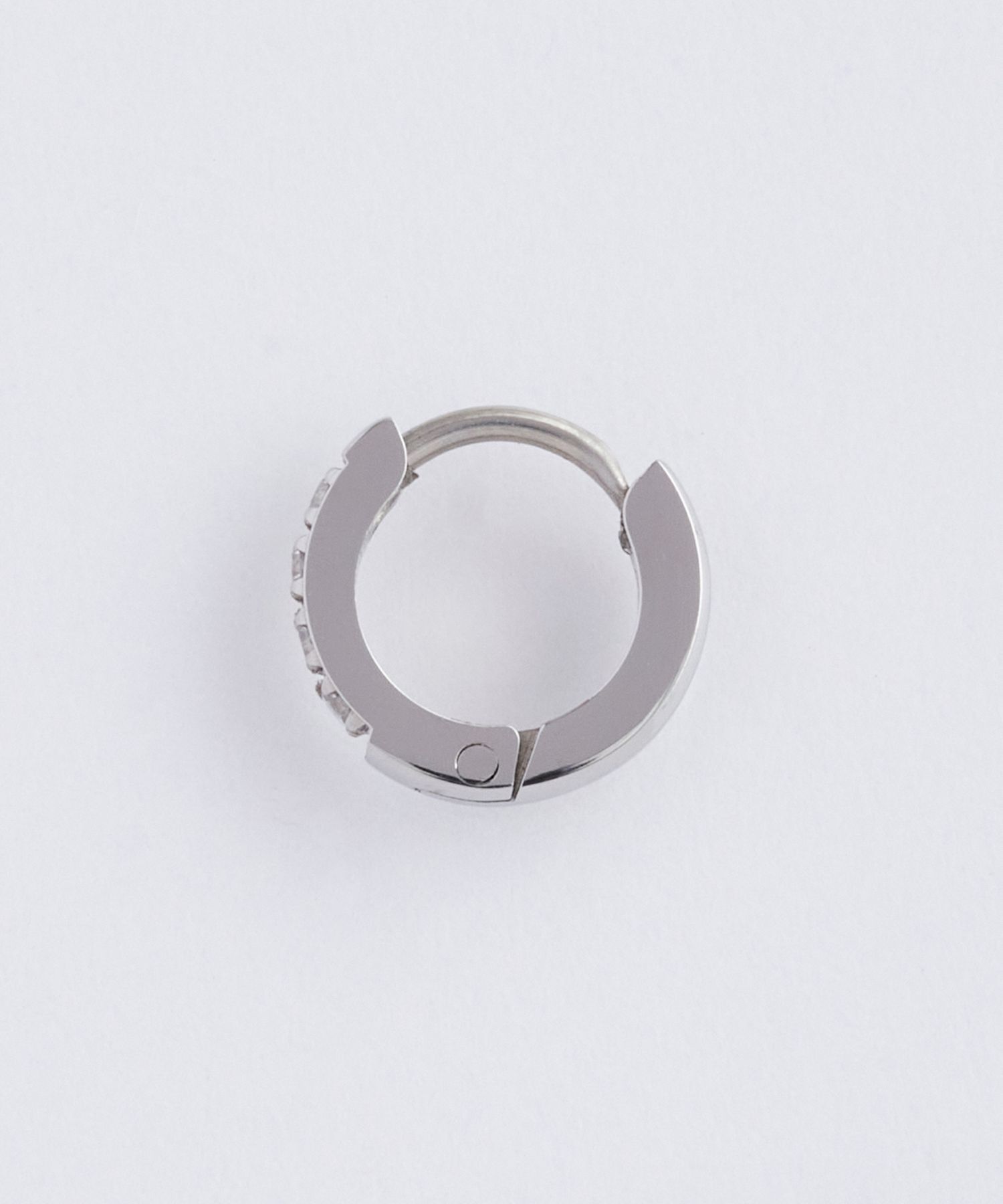 Phoebe「【金属アレルギー対応】ワンタッチビジューフープミニピアス(片耳)/サージカルステンレス シルバー」|ピアス|
