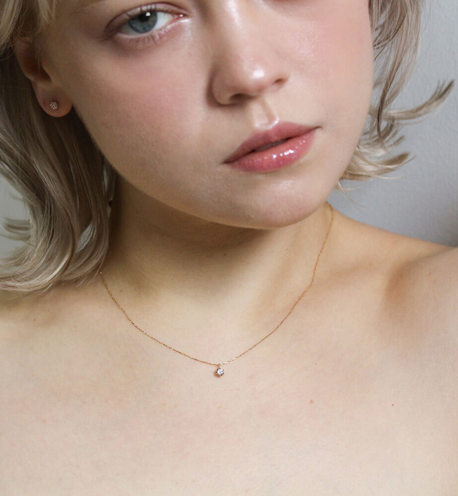  「一石 シャンパンダイヤモンド 0.15ct ネックレス | K10YG」|ネックレス|