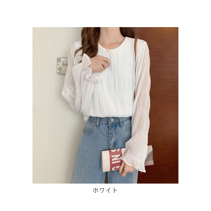 BACKYARD FAMILY「長袖 シアーシャツ 通販 シャツ カットソー レディース プルオーバー ギャザーブラウス トップス」|Tシャツ・カットソー|