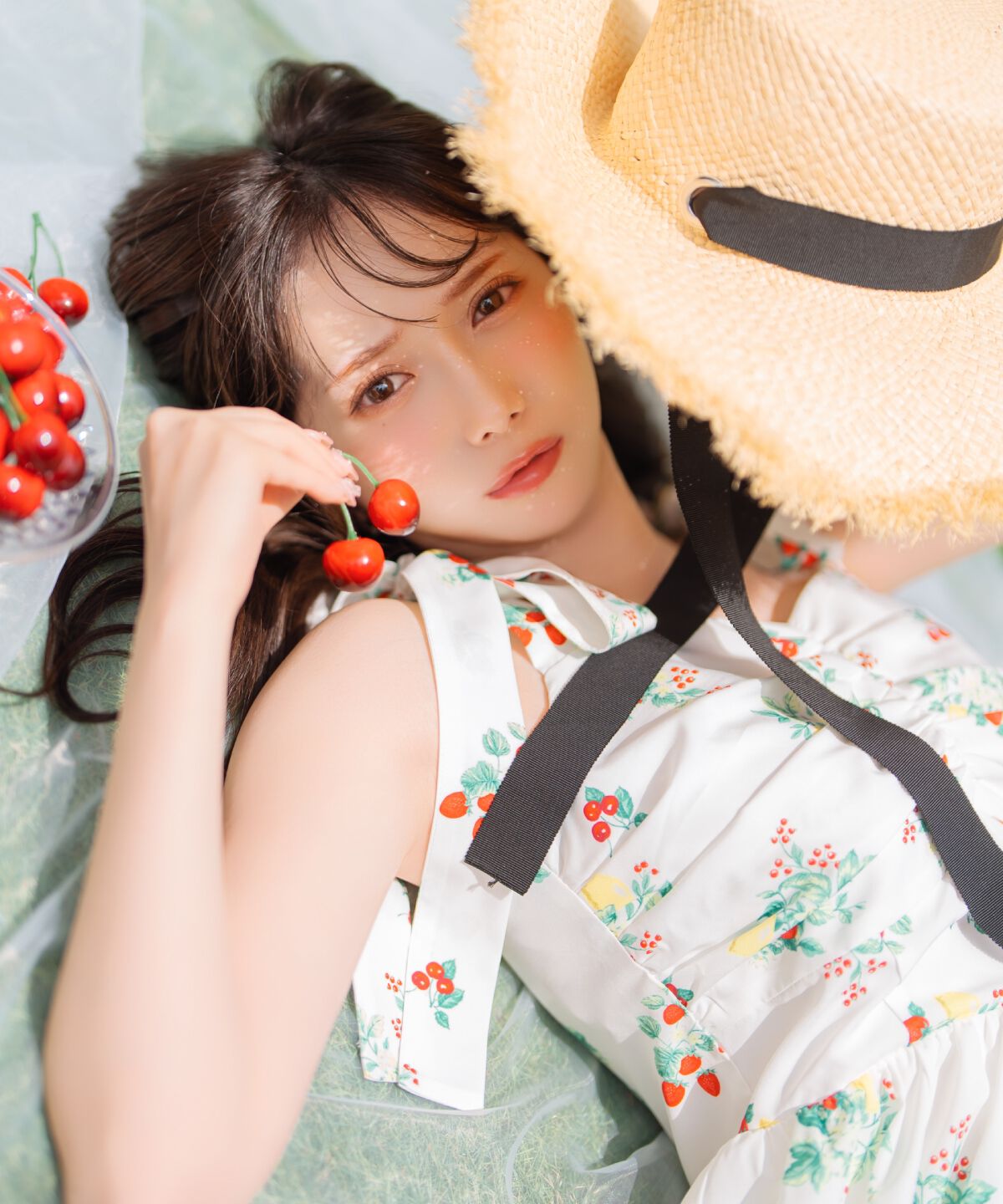 WILLSELECTION「リボンショルダーフルーツプリントワンピース」|ワンピース|