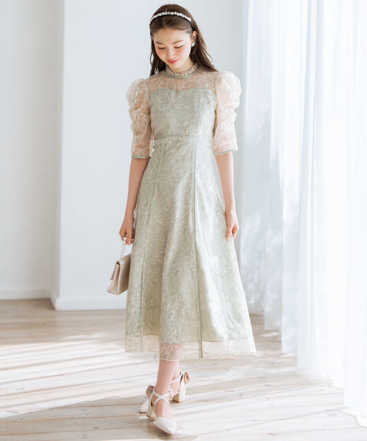 WILLSELECTION「パイピングライン刺繍ワンピース」|ドレス|