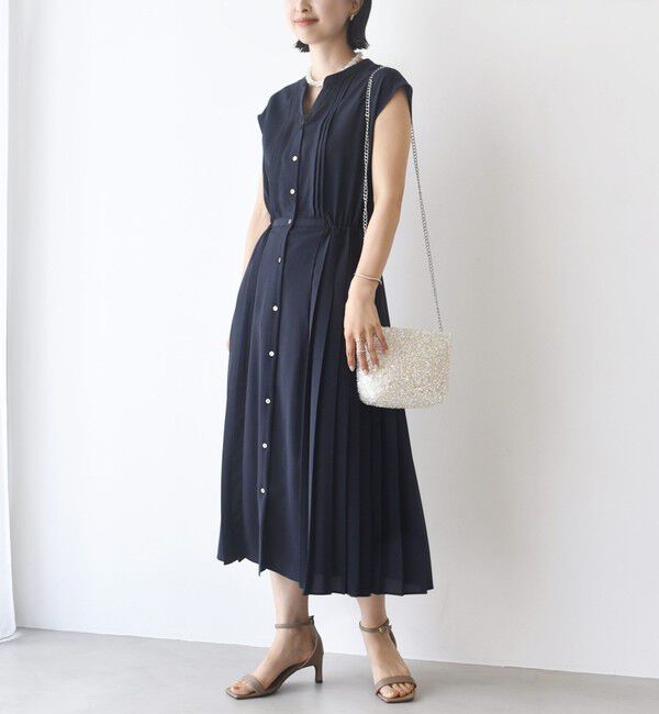 WEB限定】〈洗濯機可能〉ドット 花柄 サイド プリーツ フレンチ