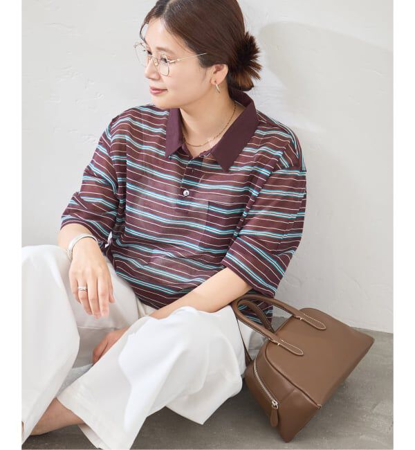 JOURNAL STANDARD「シアーカノコボーダーポロシャツ」|Tシャツ・カットソー|ブラウン