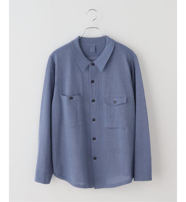 FRAMeWORK「MEIAS LINEN CHAMBRAY KNIT シャツ」|ニット・セーター|ブルー