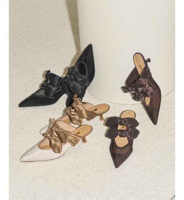 GRISE「《WEB+一部店舗限定》GRISE ポインテッド DOUBLE BOW ミュール」|パンプス|
