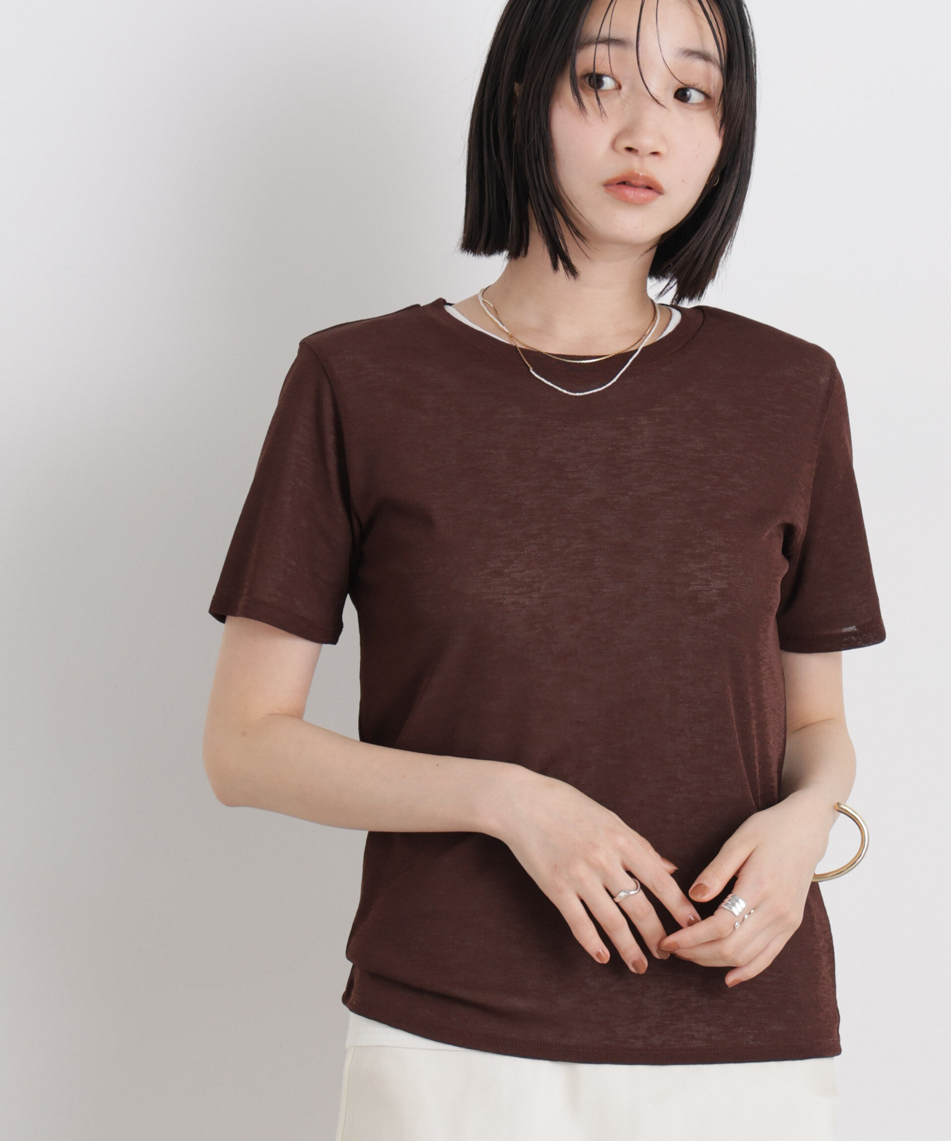 nano･universe「スラブシアー半袖Tシャツ」|Tシャツ・カットソー|