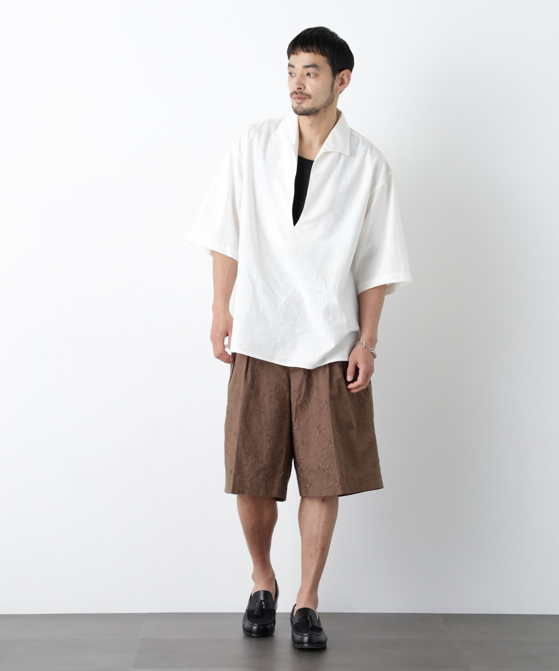 nano･universe「｢OtoNANO｣&times;masoret 総柄刺繍ショートパンツ(セットアップ可)」|チノ|