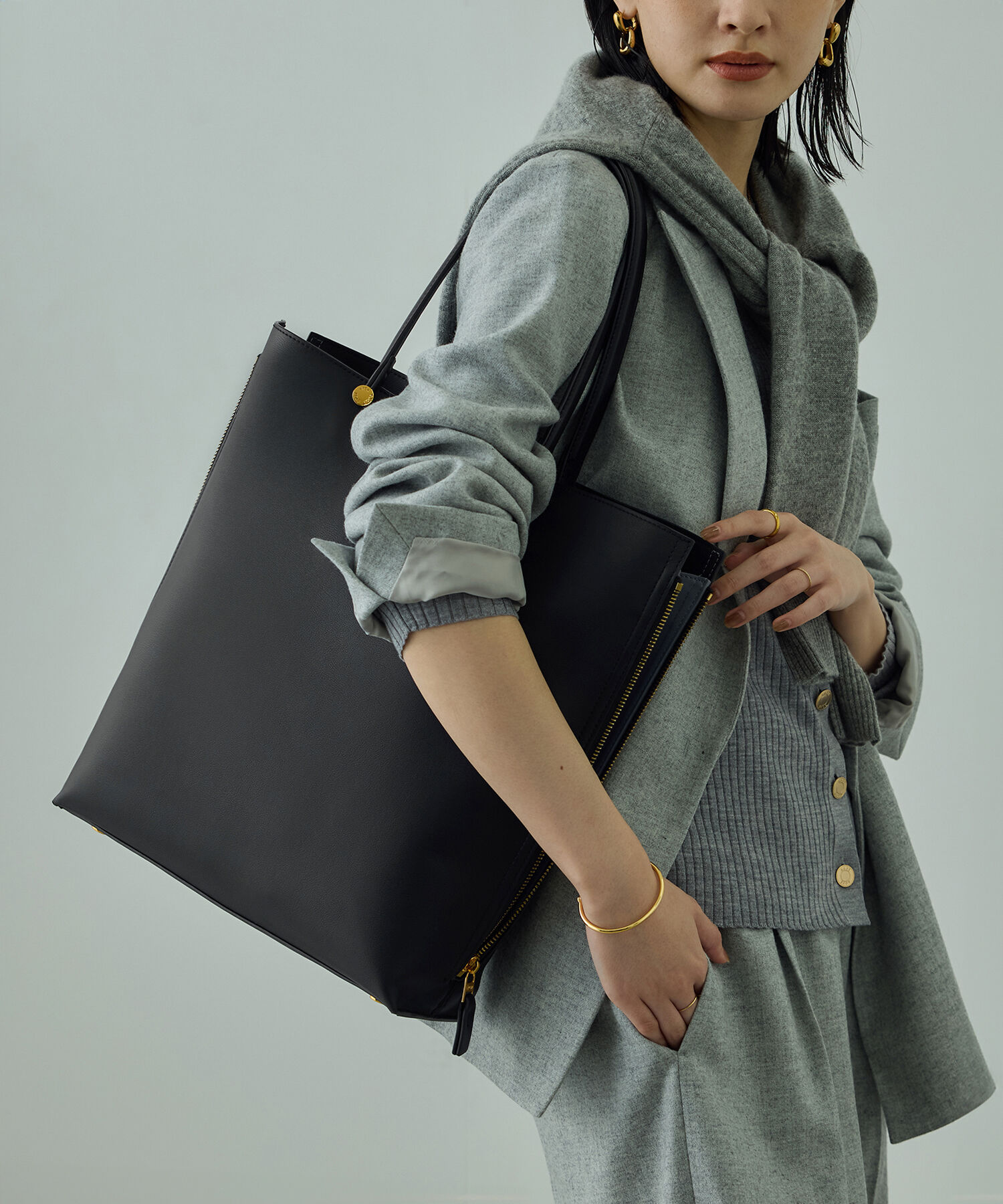 ROPE「【E'POR】Y BAG Large【通勤】【A4対応】【25AW】」|トートバッグ|ブラック(01)
