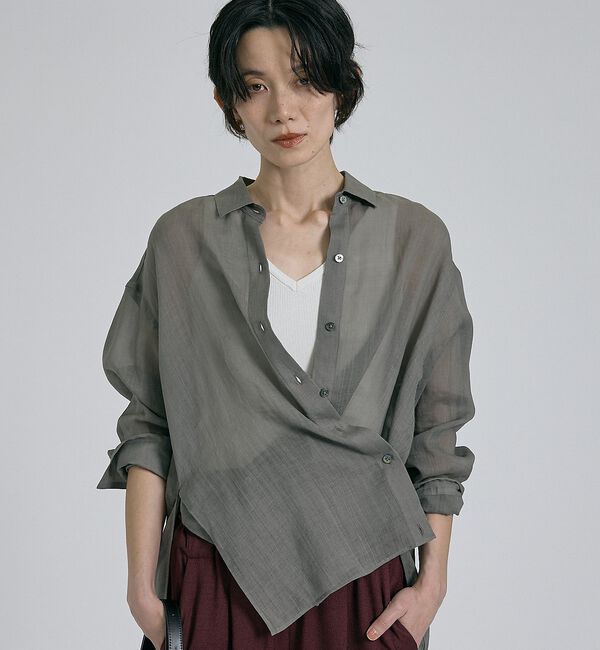 qualite「【大人の夏シャツ】リネン混レギュラーシャツ」|シャツ・ブラウス|