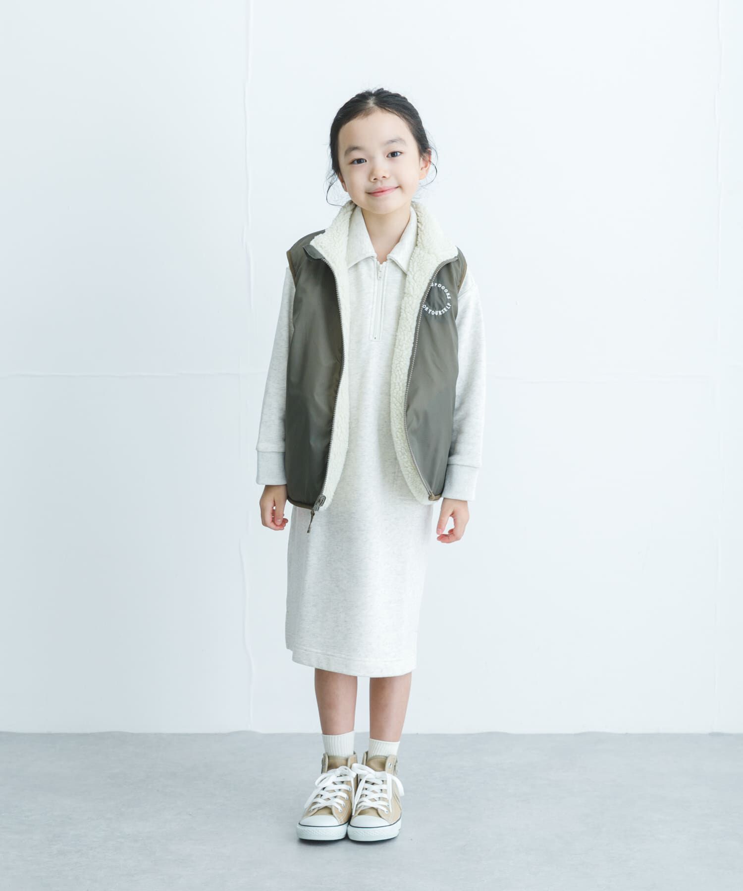 URBAN RESEARCH DOORS「『WEB/一部店舗限定サイズ』裏毛ハーフジップワンピース(KIDS)」|ワンピース|