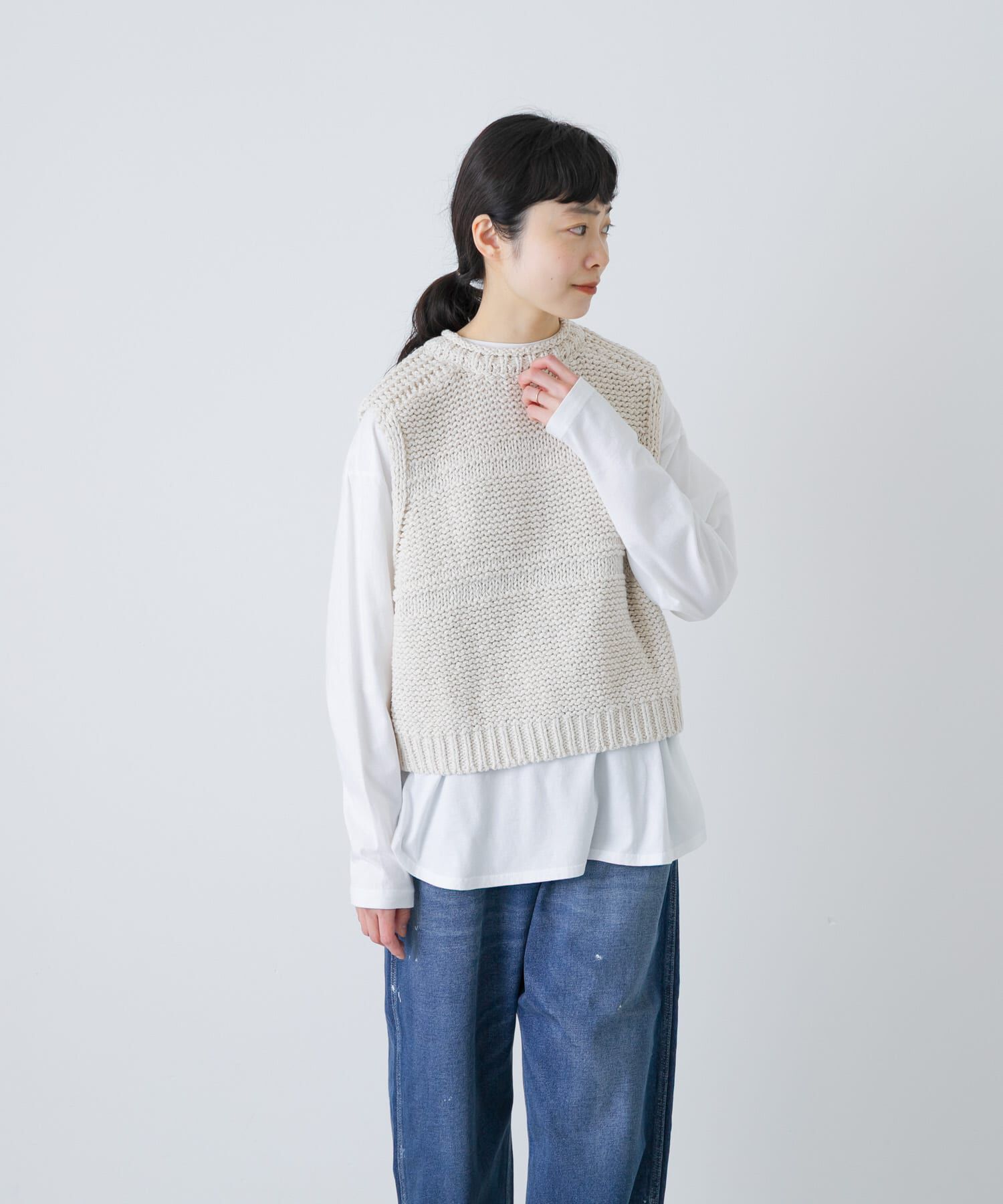 かぐれ「2WAY綿麻ニットベスト」|ベスト・ジレ|