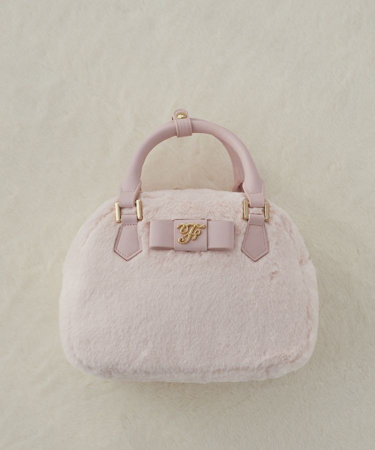 Maison de FLEUR「【限定カラーあり】フェイクファーラウンドバッグ」|ハンドバッグ|ピンク