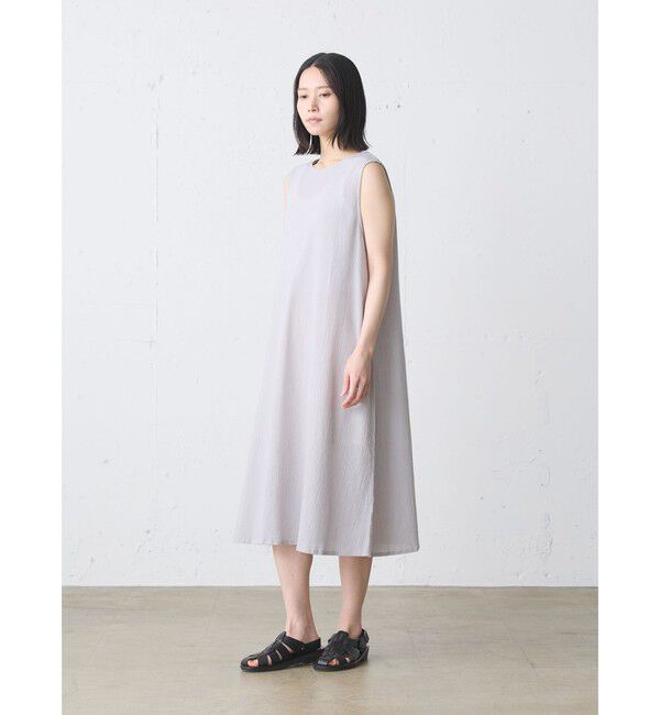 MidiUmi「MidiUmi ストライプクレープノースリーブワンピース」|ワンピース|