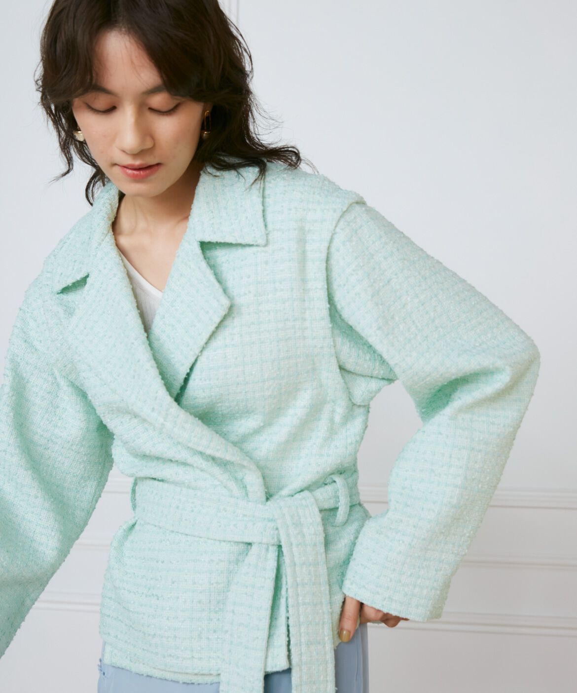 INED「ツイードショートコート《la veille by SUPERIOR CLOSET》」|ピーコート|