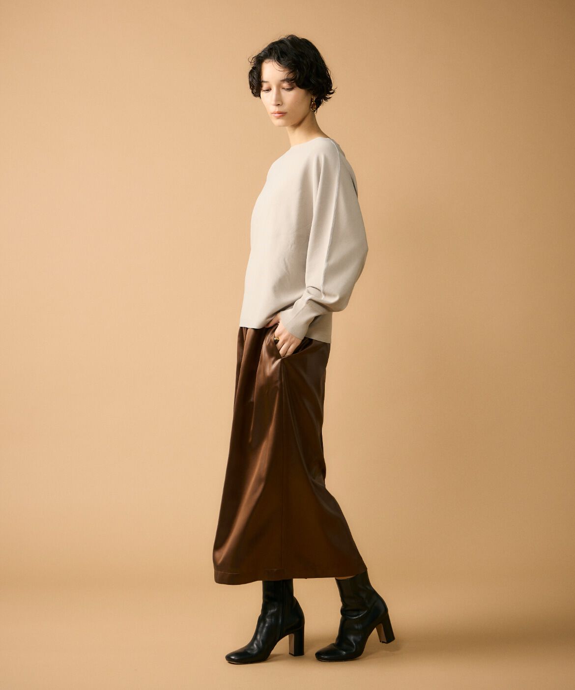 Le Souk「《大きいサイズ》ドルマンスリーブニットプルオーバー」|ニット・セーター|