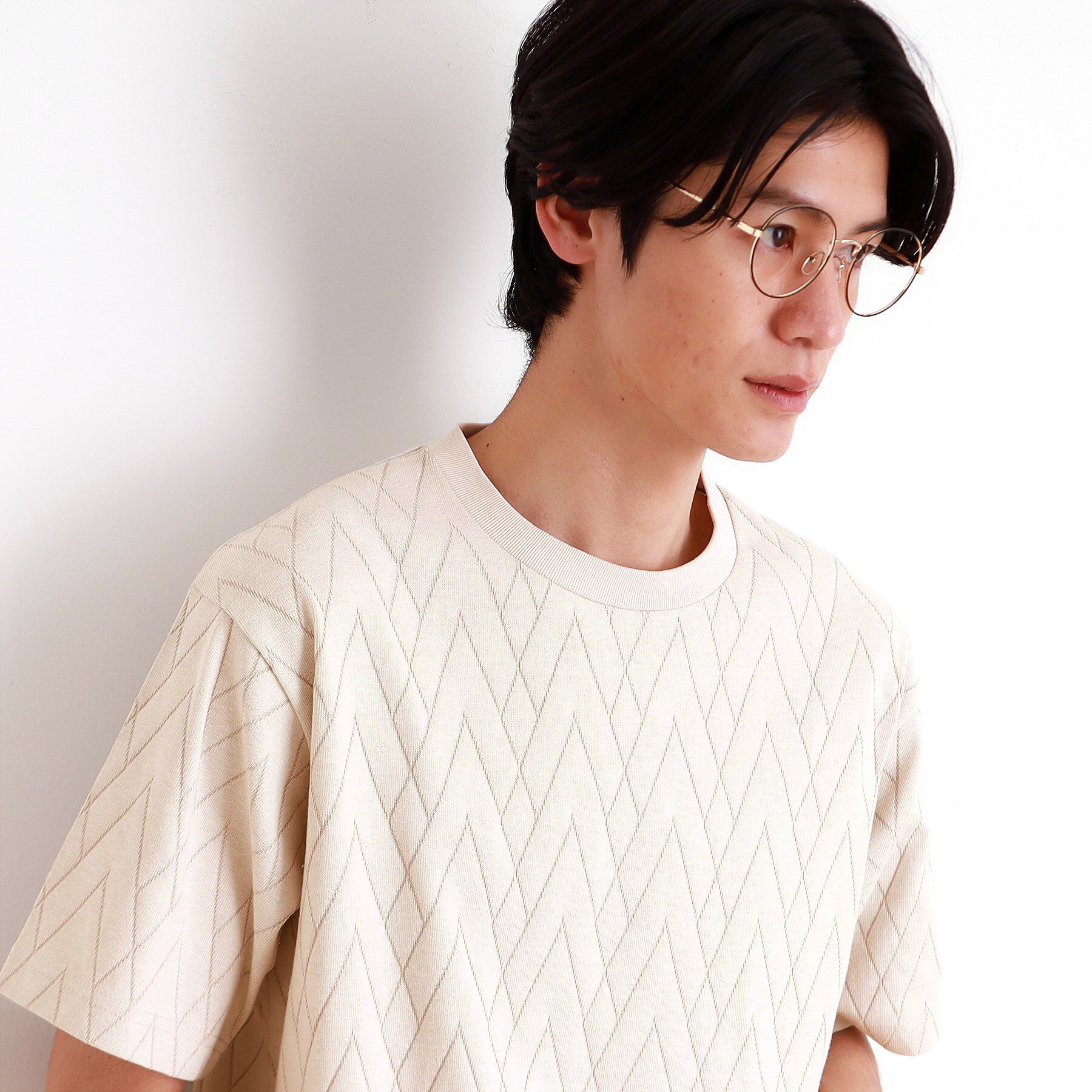 THE SHOP TK「ジオメトリック リンクス柄 半袖Ｔシャツ 洗濯機OK」|Tシャツ・カットソー|