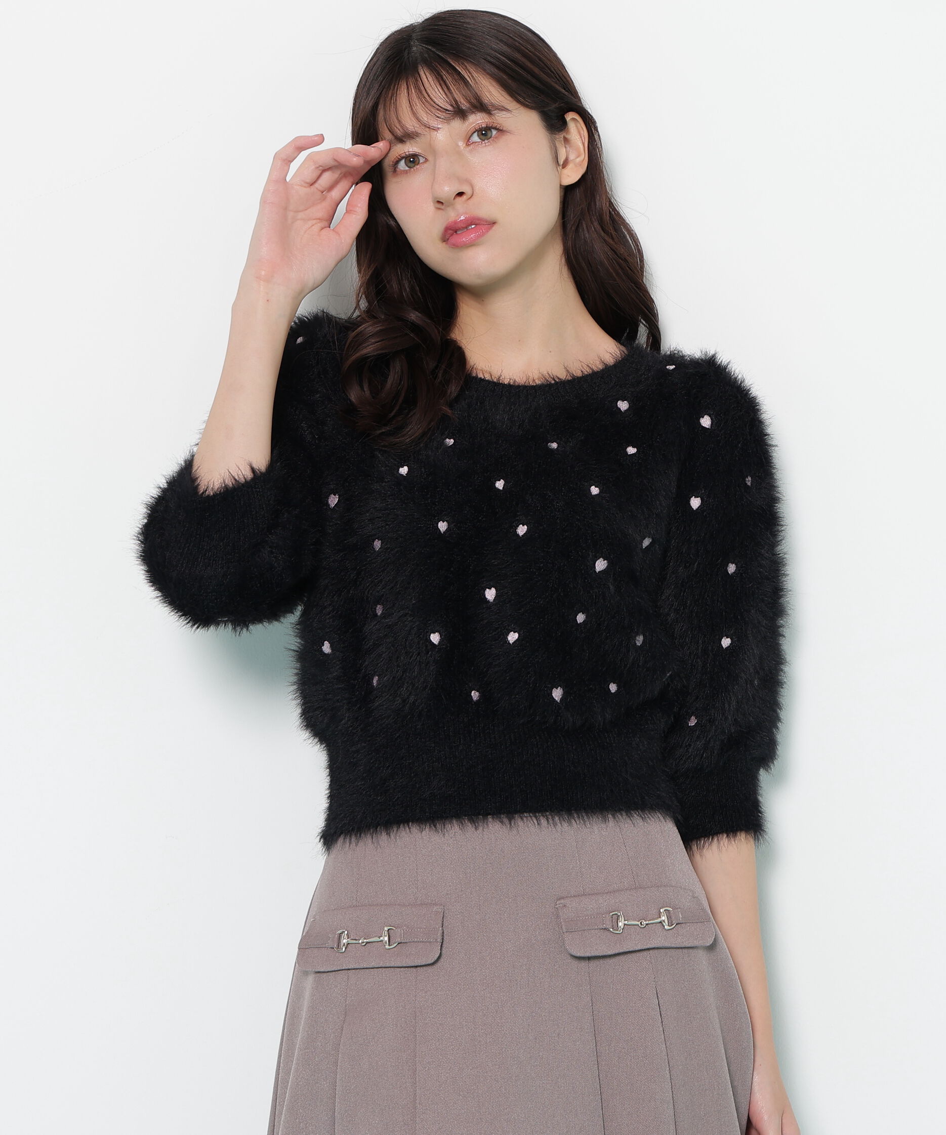  「ハート刺繍シャギーニット」|ニット・セーター|