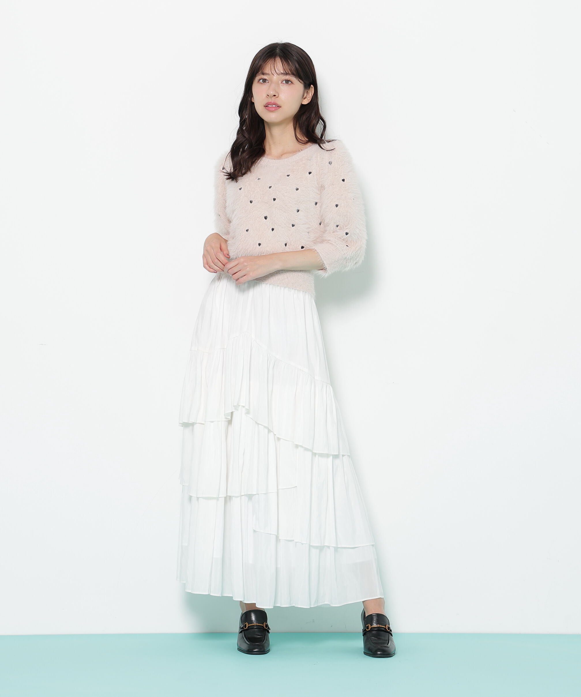  「ハート刺繍シャギーニット」|ニット・セーター|