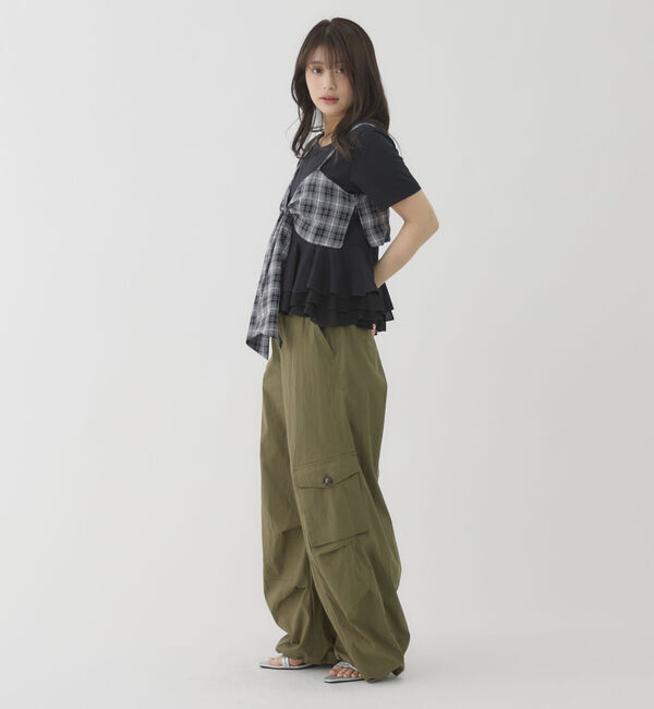 archives「チェックアソートリボンビスチェ&times;ペプラムブラウスＴＥＥ　ＳＥＴ」|カーディガン|