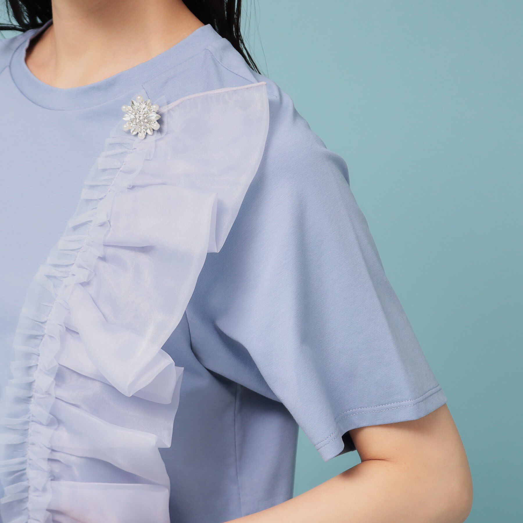 SunaUna「【オーガンジーラッフル】大人フェミニンTシャツ」|Tシャツ・カットソー|