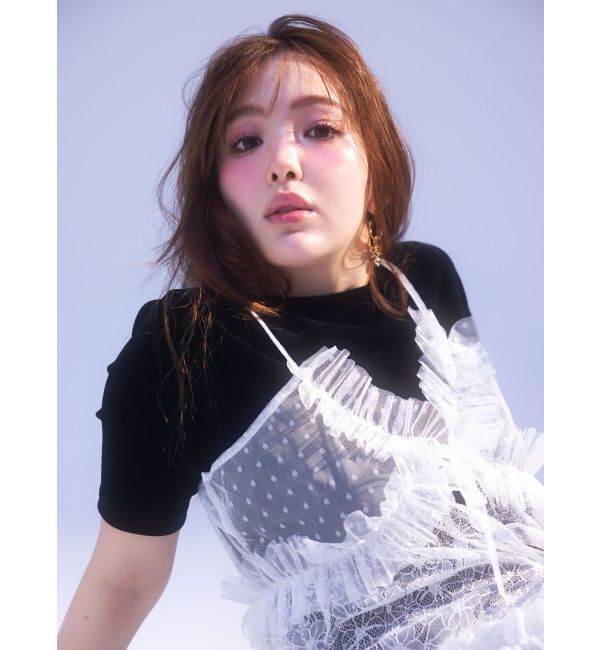 CALNAMUR「TULLE FLOCKING EMB TOPS/チュールフロッキングエンブロイダリートップス」|Tシャツ・カットソー|