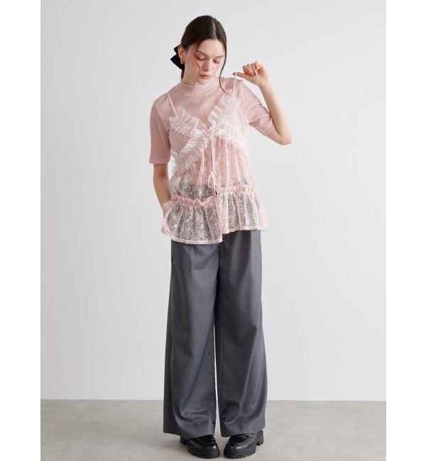 CALNAMUR「TULLE FLOCKING EMB TOPS/チュールフロッキングエンブロイダリートップス」|Tシャツ・カットソー|