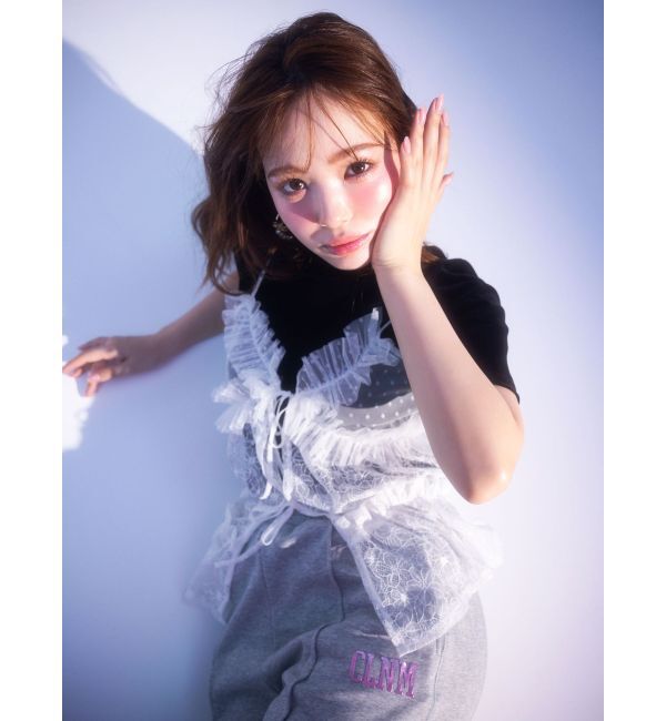 CALNAMUR「TULLE FLOCKING EMB TOPS/チュールフロッキングエンブロイダリートップス」|Tシャツ・カットソー|