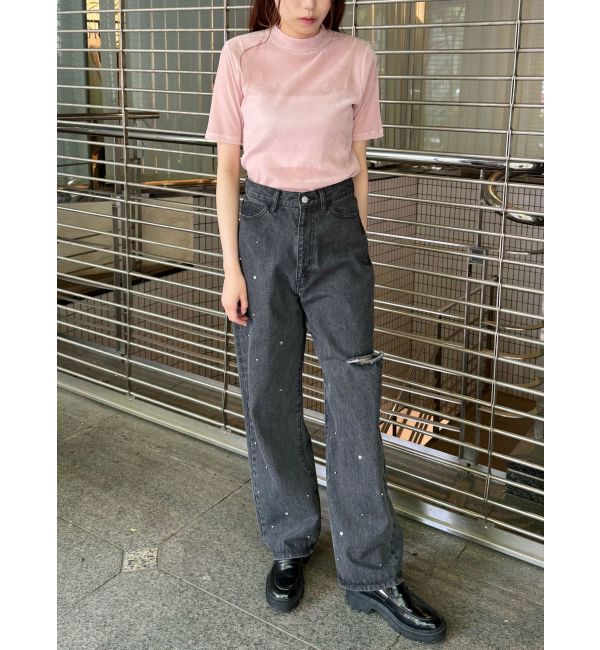 CALNAMUR「TULLE FLOCKING EMB TOPS/チュールフロッキングエンブロイダリートップス」|Tシャツ・カットソー|
