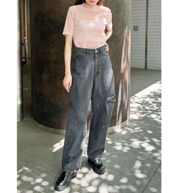 CALNAMUR「TULLE FLOCKING EMB TOPS/チュールフロッキングエンブロイダリートップス」|Tシャツ・カットソー|