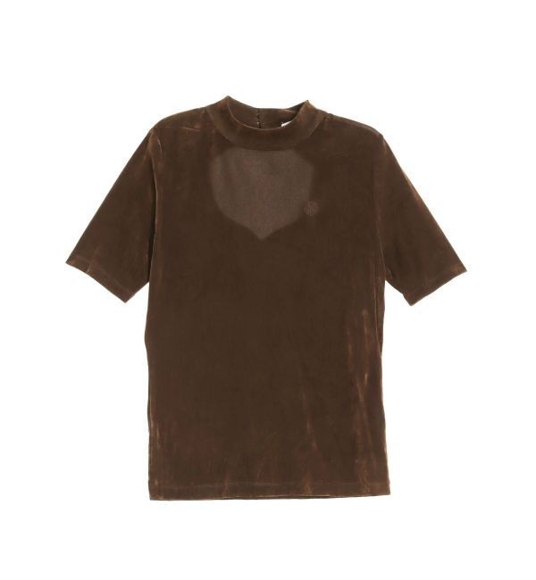 CALNAMUR「TULLE FLOCKING EMB TOPS/チュールフロッキングエンブロイダリートップス」|Tシャツ・カットソー|ブラウン