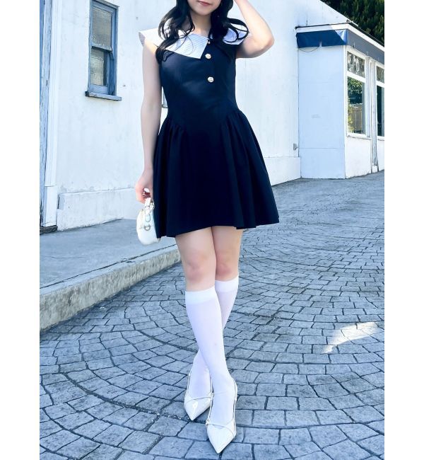 dazzlin「アシメフラットカラーミニワンピース」|ワンピース|
