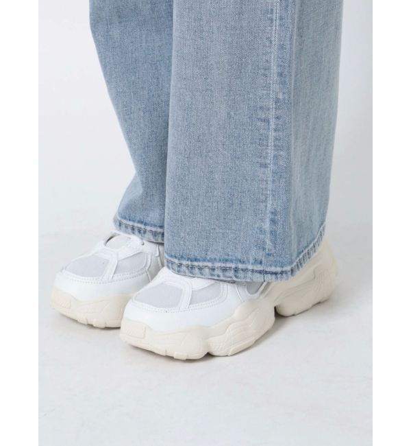 GYDA「【TINY】ハイウエストKNEEダメージワイドデニムパンツ」|デニム|