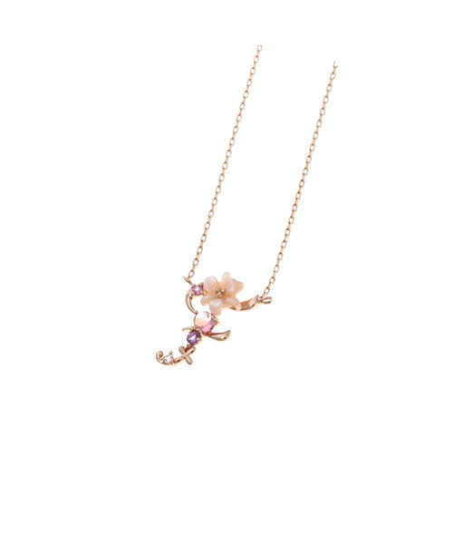 Samantha Tiara「K18 SPG フラワーレターズイニシャルネックレス 小 (F)」|ネックレス|K18 SPG(PG)