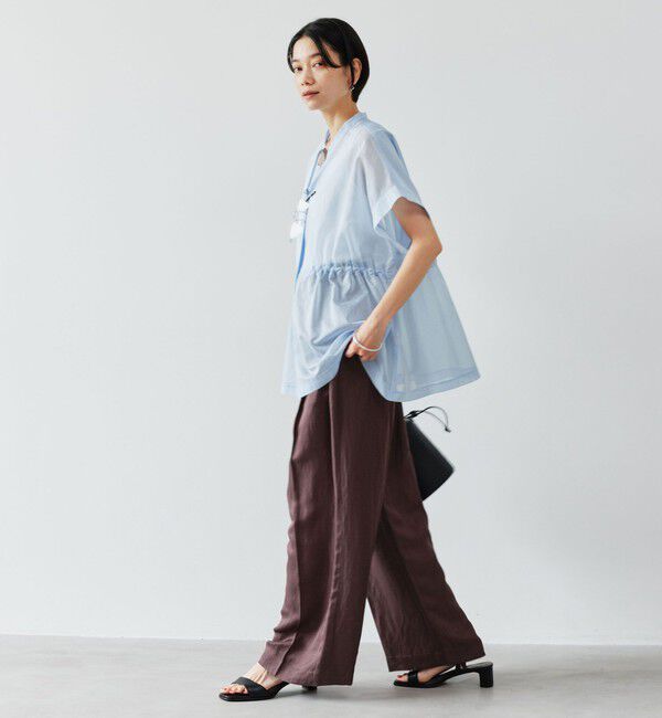 UNITED ARROWS green label relaxing「【結論シリーズ】ギャザーハイウエストブラウス［size SHORTあり］」|シャツ・ブラウス|