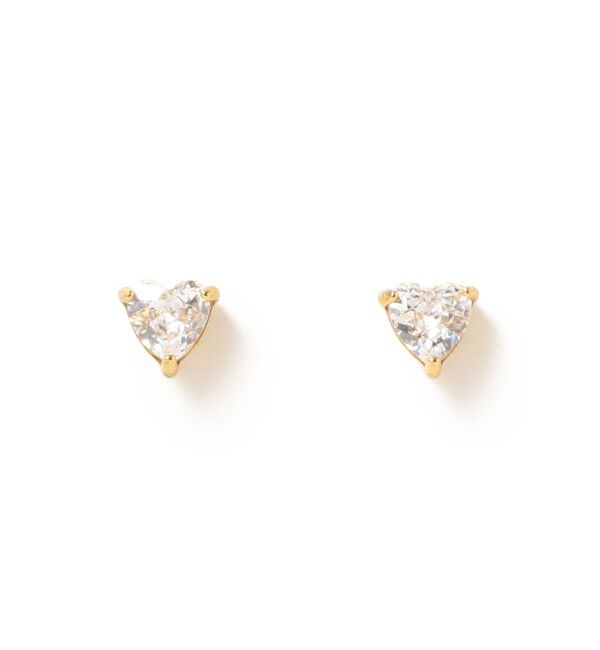 Ray BEAMS 「ステンレス キュービックジルコニア ハート ピアス」|ピアス|GOLD