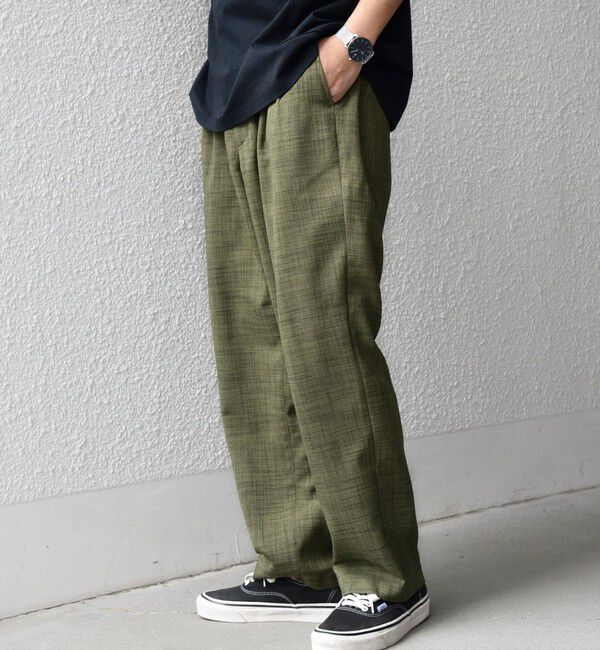 SHIPS any「SHIPS any:〈UVカット〉FUTURE LINEN CANVAS リネンライク セミワイド パンツ◇」|その他|オリーブ