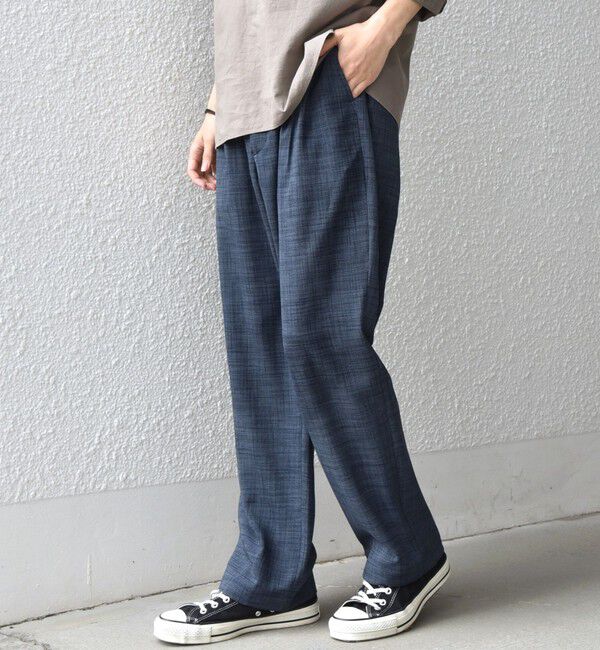 SHIPS any「SHIPS any:〈UVカット〉FUTURE LINEN CANVAS リネンライク セミワイド パンツ◇」|その他|ブルー