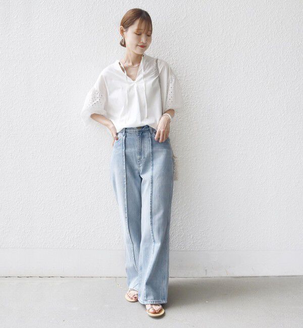 SHIPS for women「《予約》〈手洗い可能〉カットワーク レース スリーブ ブラウス」|シャツ・ブラウス|