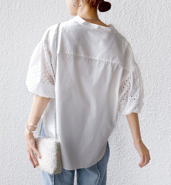 SHIPS for women「《予約》〈手洗い可能〉カットワーク レース スリーブ ブラウス」|シャツ・ブラウス|