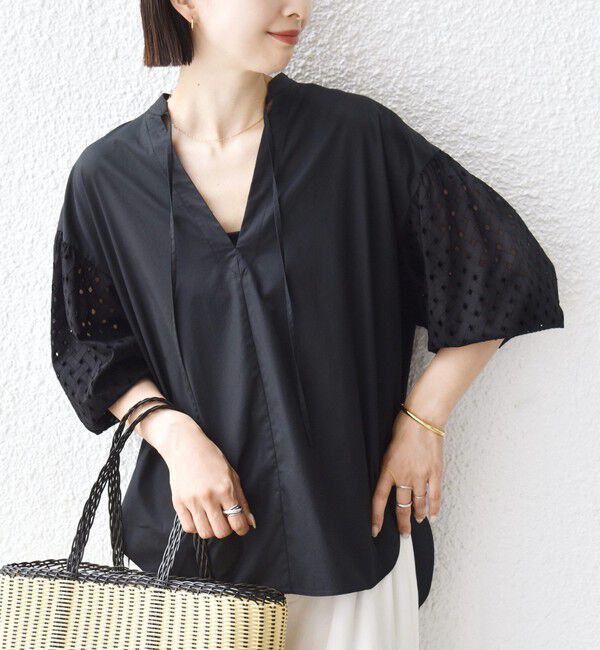 SHIPS for women「《予約》〈手洗い可能〉カットワーク レース スリーブ ブラウス」|シャツ・ブラウス|