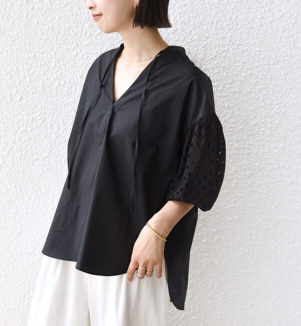 SHIPS for women「《予約》〈手洗い可能〉カットワーク レース スリーブ ブラウス」|シャツ・ブラウス|
