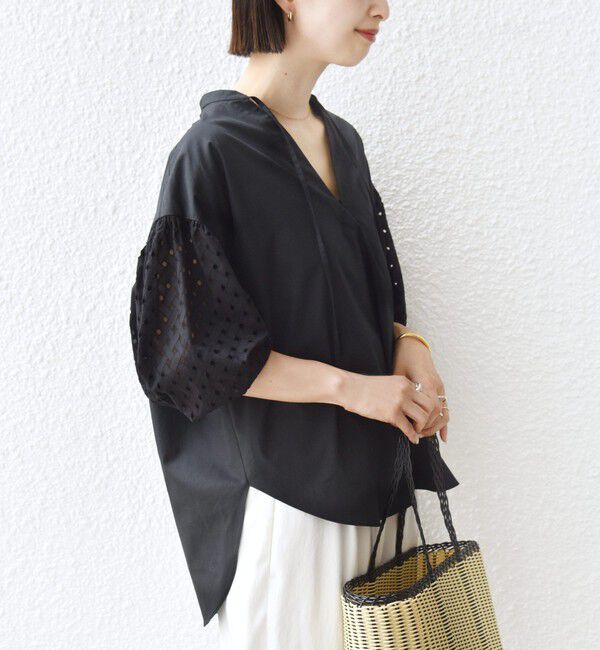 SHIPS for women「《予約》〈手洗い可能〉カットワーク レース スリーブ ブラウス」|シャツ・ブラウス|