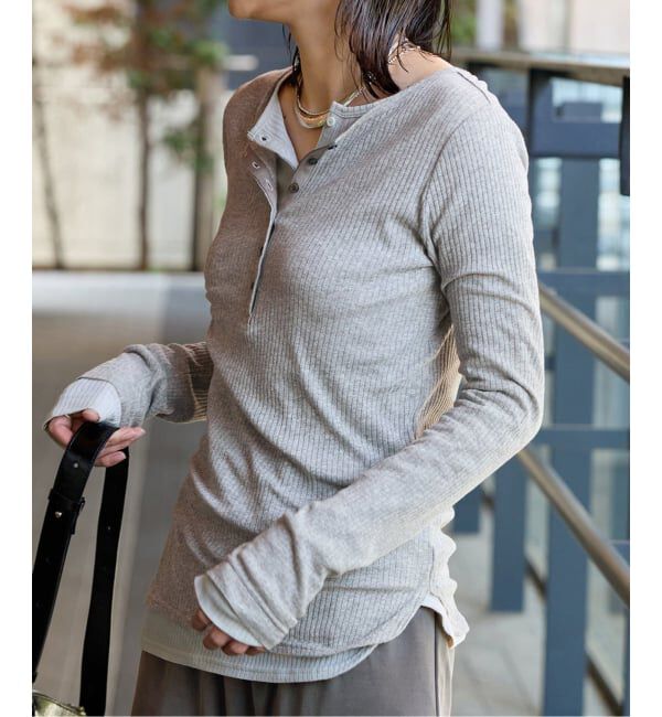 JOURNAL STANDARD「《追加3》シアーテレコヘンリーネックプルオーバー」|Tシャツ・カットソー|グレー